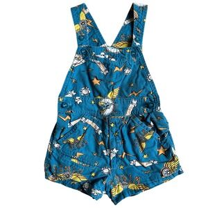 Vintage Mario‎ Di Firenze Aviation AOP Shortalls Toddler Boy 4T Overalls Planes